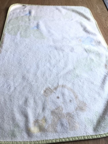 Vtg Carter's MONKEY Blue Birds Palm Trees Jungle Yellow Fleece Baby Blanket Luxe - Picture 6 of 9