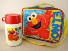 Elmo Padded Lunchbox w/ Original Thermos VINTAGE '90's RaRe Design Sesame Street