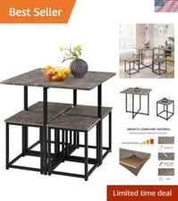 Stylish 5-Piece Dining Set - Space-Saving Table and Stools for Modern Living