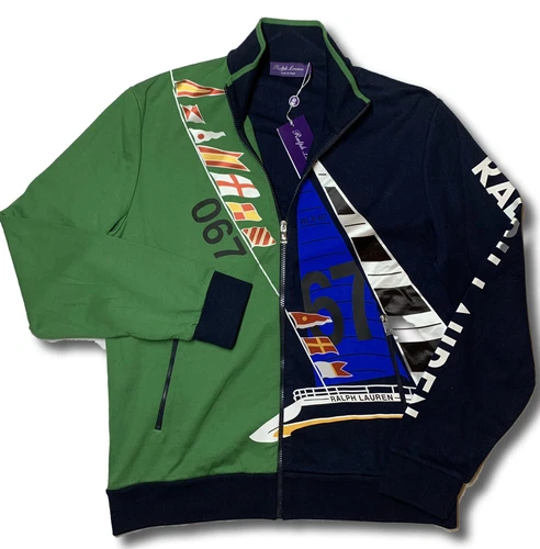 $900 Ralph Lauren Purple Label Blue Bomber Jacket Size XXL Made in Italy