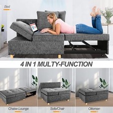 4-in-1 Convertible Sleeper Sofa Bed Couch Pull out Futon Sofas Recliner Couches
