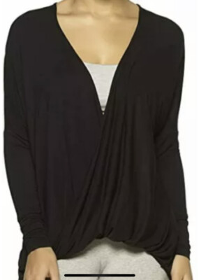 Felina Modal Twist Front Long Sleeve Pajama Lounge Top Black Size M New 900450
