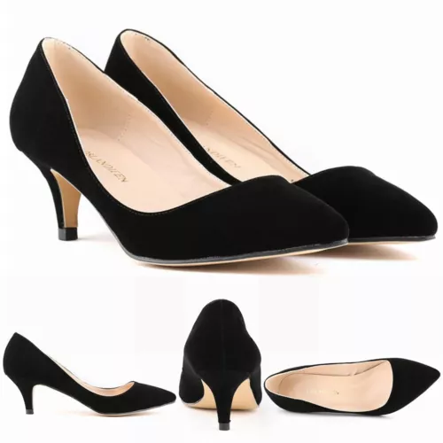 Scarpe da ufficio chic da donna tacco medio basso tacco slip on décolleté scarpe da lavoro taglia - Foto 10 di 49