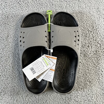 New* Crocs Echo Reflective Slide 208804-0WN Men Sz 11 Silver