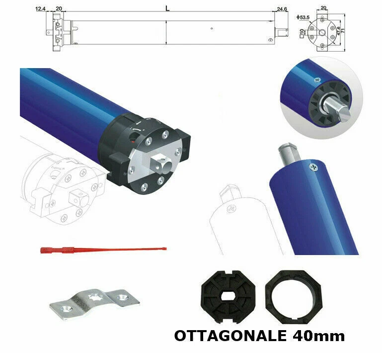 DIEFFEMATIC Motore tubolare tapparelle tende 10Nm 35mm 15RPM automazione 230v 40 ottagonale