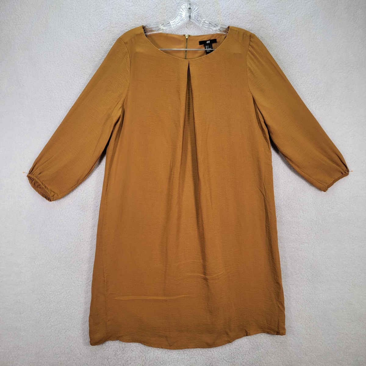 H&M Womens Dress Size 6 Yellow Stretch Pleated Front Flowy Classic A Line |  eBay