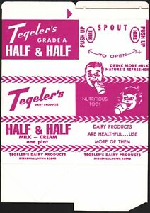 Vintage Box Tegelers Dairy Half And Half Milk Carton Dyersville Iowa Unused Nrmt Ebay