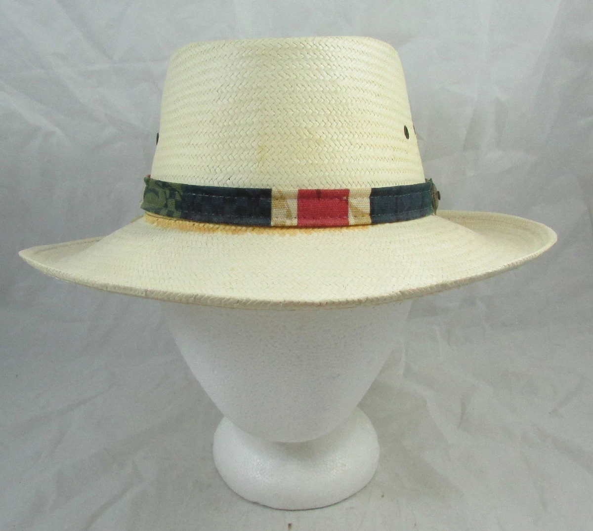 Vintage Dorfman Pacific Straw Golf Hat Ivory Cream Size Small