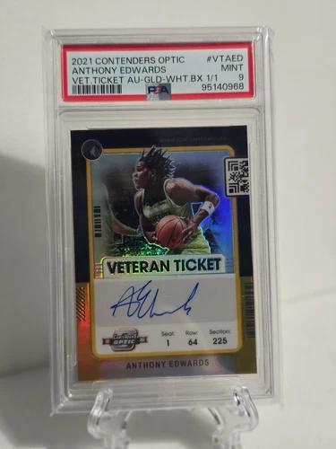 2021 Contenders Optic Anthony Edwards 2ND Year Gold Autograph White Box 1/1 PSA