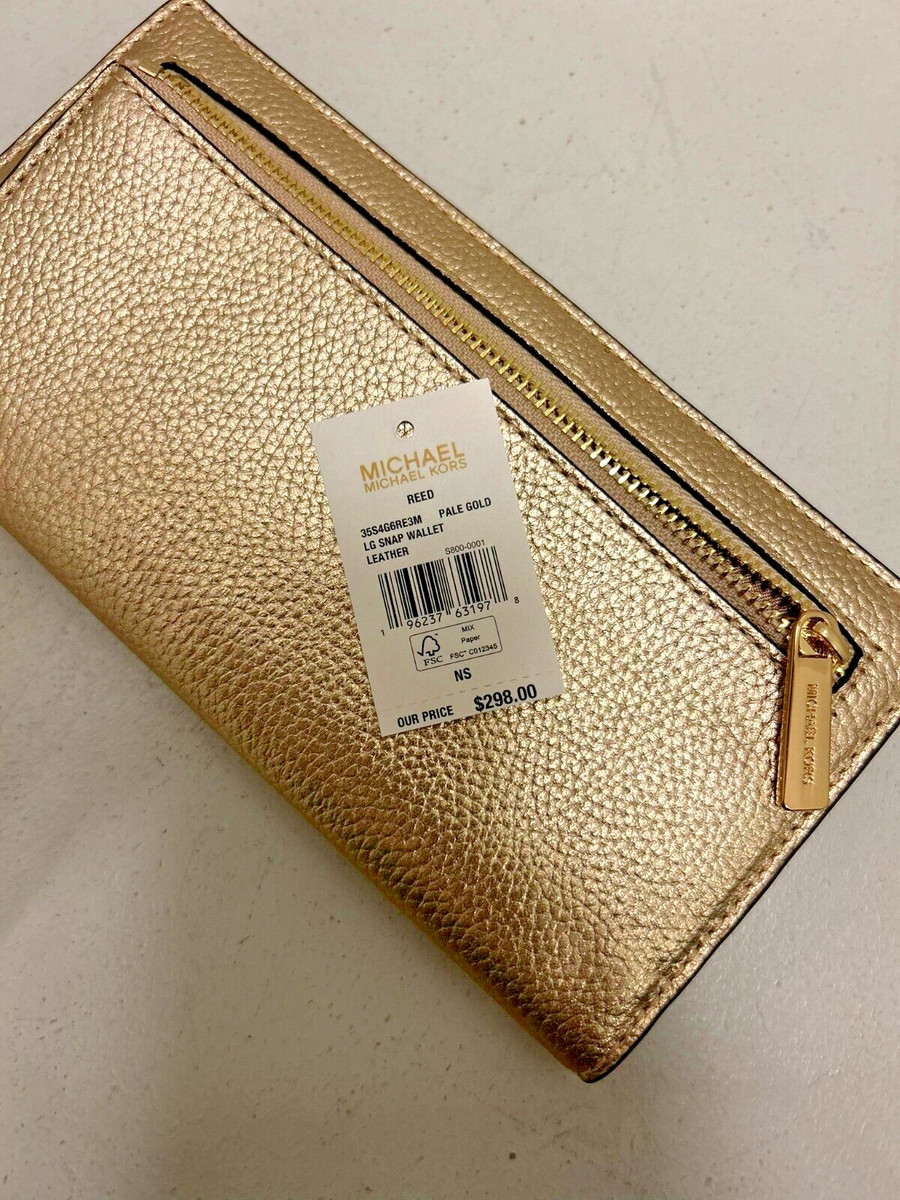 Michael Kors Reed Large Leather Snap Flat Wallet Credit Card