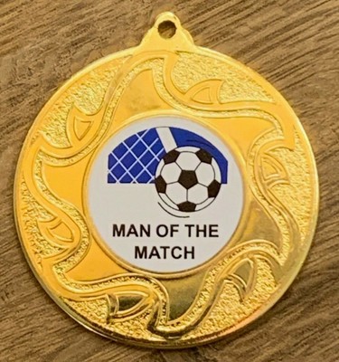 10//25//50//100 Football Man of the Match Medals with FREE RIBBONS 51 COLOURS!