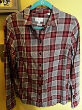 Jack Wills Women’s Button Down Red/grey/black Light Flannel Size US 10