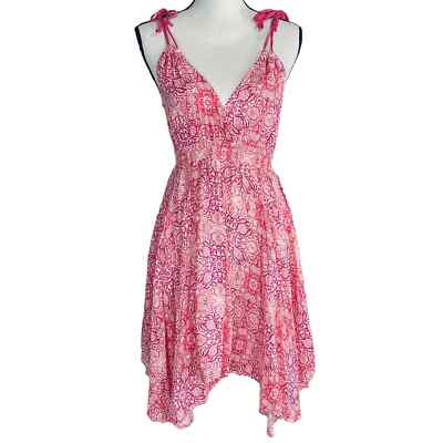 Love Stitch Mandala Print Pixie Mini Dress Pink Red
