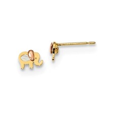 Real 14kt Madi K Two-tone Childrens MOP Elephant Post Earrings