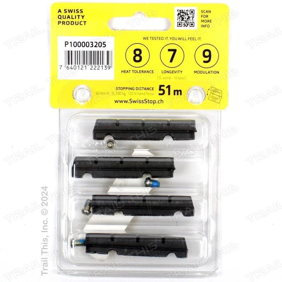 SwissStop Flash Pro Black Prince Carbon Rim Brake Pads 4-Pads Fits Shimano/SRAM - Image 3 of 3