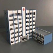 1/160 N Scale Buildings Train Railway Modern Hospital Blue White Model House DIY
