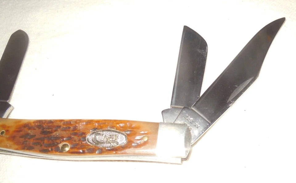 NAVAJA DE BOLSILLO CASE XX 6392 3 PUNTOS EE. UU. GRANDE STOCKMAN/mango de hueso de plantilla/3 hojas/19 Foto 4 de 4