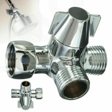 G1/2" Brass Chrome 3-Way T-adapter Shower Head Diverter Valve Shower Head Combo