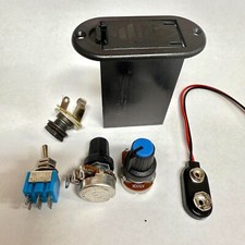 Guitar Electrical Kit 500K Mini Potentiometers On-On Switch Battery Box & Jack