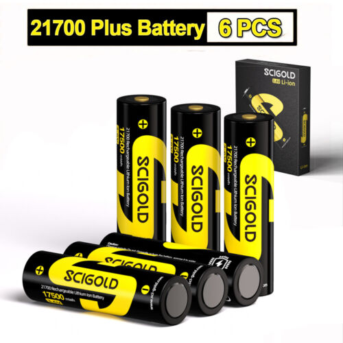6PCS Scigold Rechargeable Battery Lithium 3.6V 5000mAh Flat Top for Flashlights