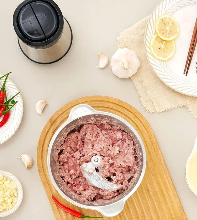 Procesador de Alimentos 300W Potente Molinillo de Carne 3L Tazón de Acero Inoxidable 2 Modos de Velocidad Foto 4 de 4