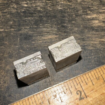 Printing Blocks ( 2 Houses ) Lead Blocks, Nice Details #2