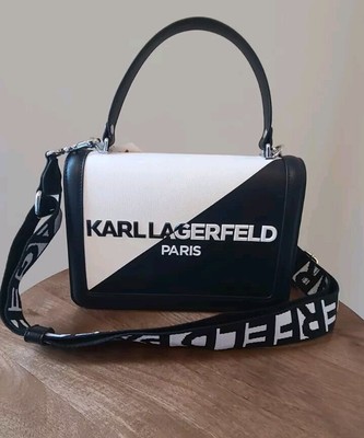 KARL LAGERFELD PARIS Simone Crossbody Flap Bag With Magnetic Closure. Black $228
