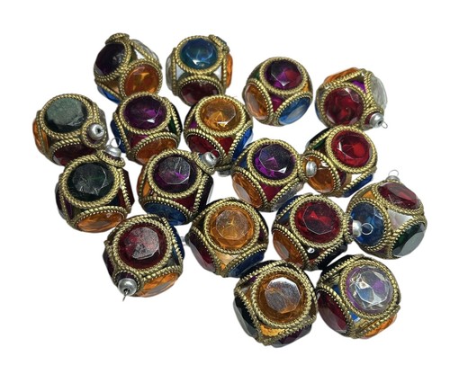 Vintage Multicolored Cube Shaped Gem Jeweled Christmas Ornaments - Picture 3 of 6