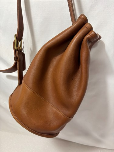 Vintage Coach Tan Brown Leather Drawstring Bucket Bag Shoulder NO-J5D-9994 - Picture 5 of 14