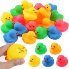 20Pcs Yellow Rubber Ducks Bath Toys, 5 Colors Bathtub Floating Squeaky Duck Bulk