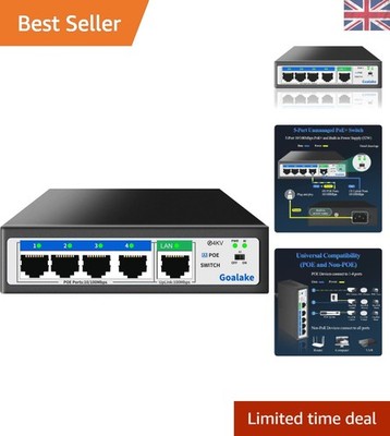 Leistungsstarker 5-Port PoE+ Switch | 100Mbps Geschwindigkeit & Blitzschutz