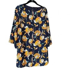 Vibrant Floral Midi Dress Long Sleeve, work, going out, dressy E59