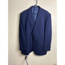 Stafford Traveler Plus Mens Navy Blue Wool Blend Blazer Sport Coat 44 Regular
