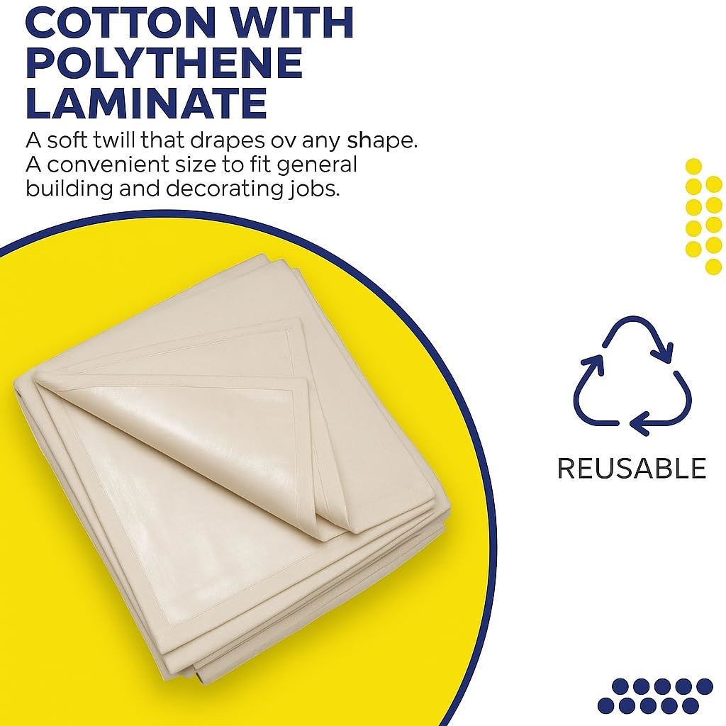 Laminated Cotton Dust Sheets 12ft x 9ft Durable, Reusable for Your Surface