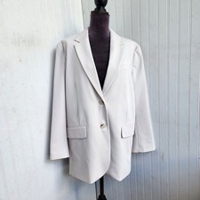 NWOT H M Women's Oversized 2 Button Blazer Jacket Cream Beige Polly Rayon M