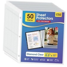 Sheet Protectors 8.5 x 11 inch, Clear Page Protector for 3 Ring Binder, 50
