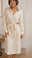 Magaschoni Cream 100% Linen Shirt Dress Women’s Size XS Belted Tan