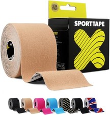 SPORTTAPE Extra Sticky Kinesiology Tape, 5cm x 5m - Beige | Professional 2.41 per metre