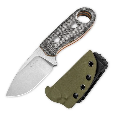 KIZER Beaver Nitro-V Black Micarta & Orange G10 Full-Tang EDC Messer Schwarz