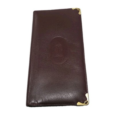 Cartier burgunderrote Leder-Geldbörse mit Doppelfaltung Vintage authentisch UVP 800 £ +