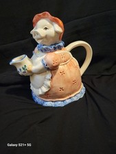 Vintage Handpainted Otagiri Pig Farmhouse Teapot 4 Cups Japan Whimsical Quirky