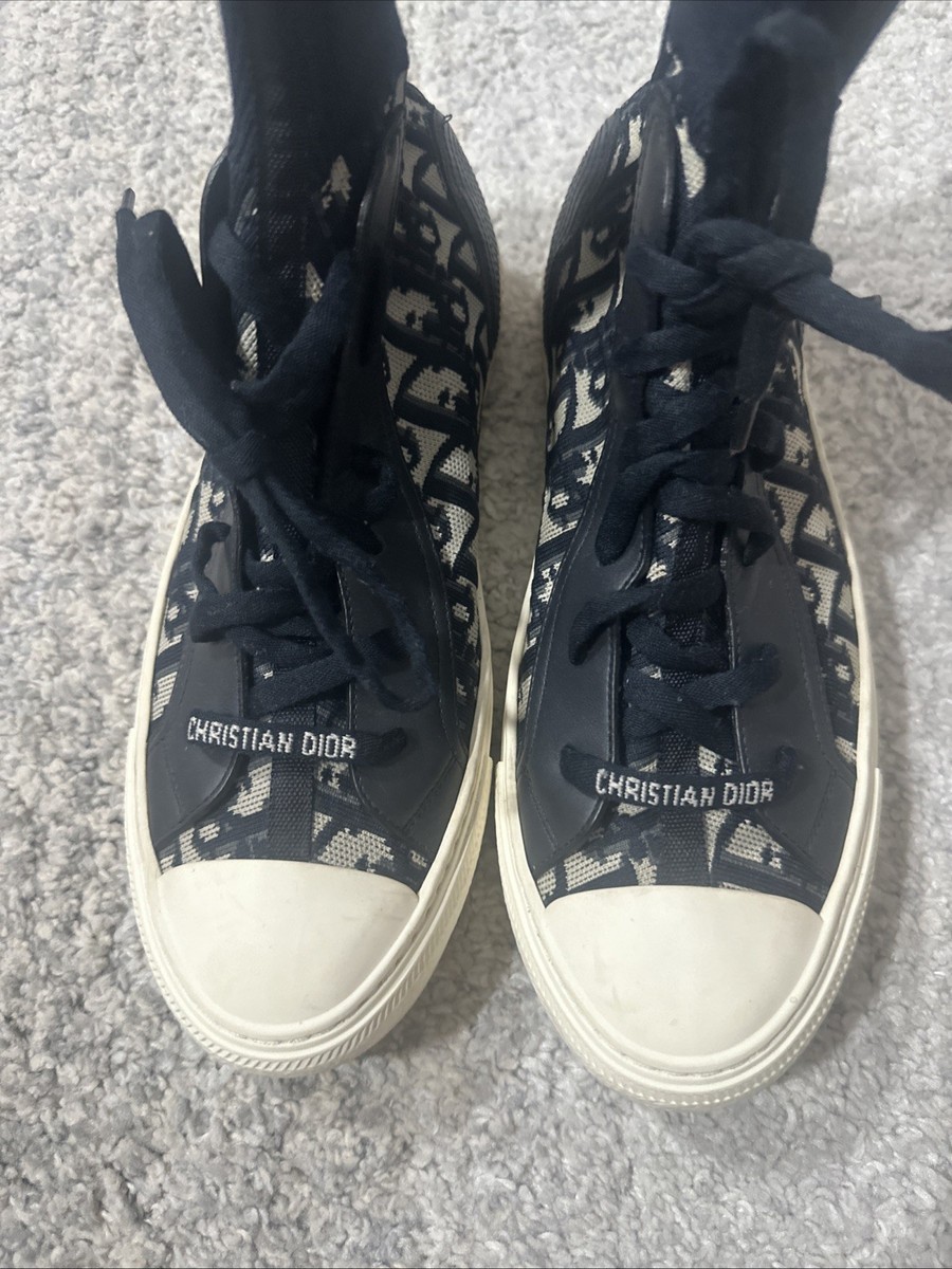 Size 41- Christian Dior Walk N Dior Sneakers Deep Blue High Top | eBay