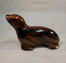 Vintage Hand Carved Wooden Seal 3" Figurine Hard Wood Hand Crafted Sea Lion