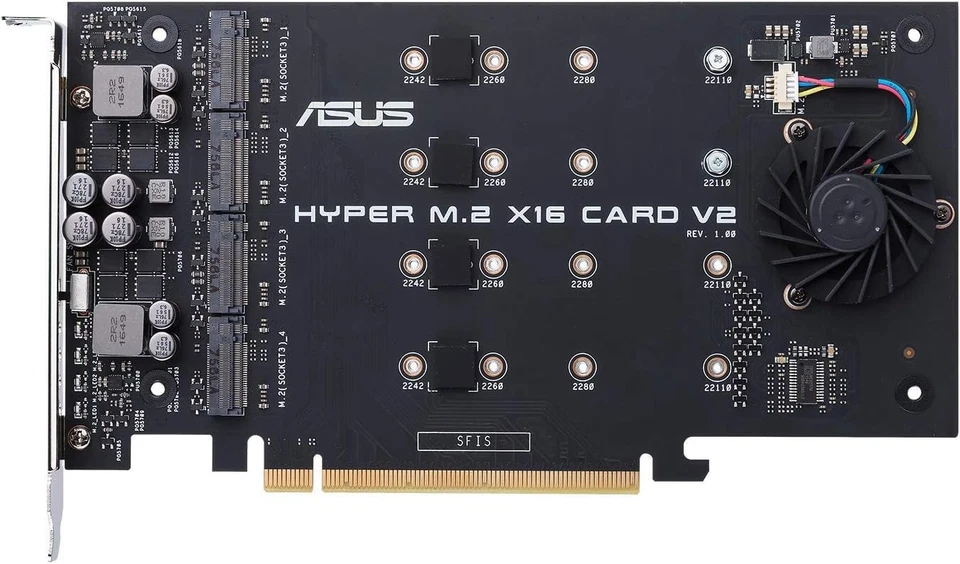 ASUS Hyper M.2 X16 PCIe 3.0 X4 Expansion Card V2 Supports 4 NVMe M.2...  - Image 3 of 4