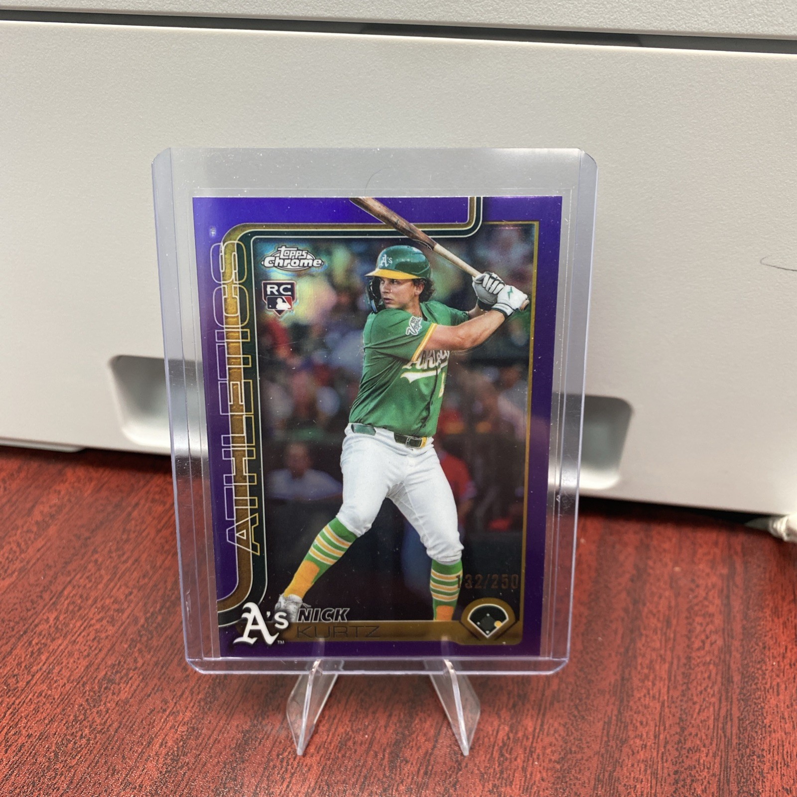 2025 Topps Chrome Update Nick Kurtz Purple Refractor /250 RC USC178 Athletics!