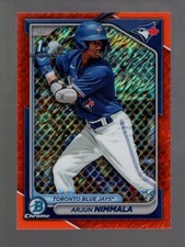 2024 Arjun Nimmala Bowman Chrome Prospects Orange Shimmer Ref 14/25 Blue Jays