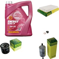 Mann Inspektionspaket 5L Mannol Energy Ultra JP 5W-20 FüR Mazda 3 1.6 1.4