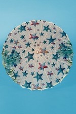 ANTICA SARTORIA GORGEOUS BLUE WHITE STAR SUN UMBRELLA NWT