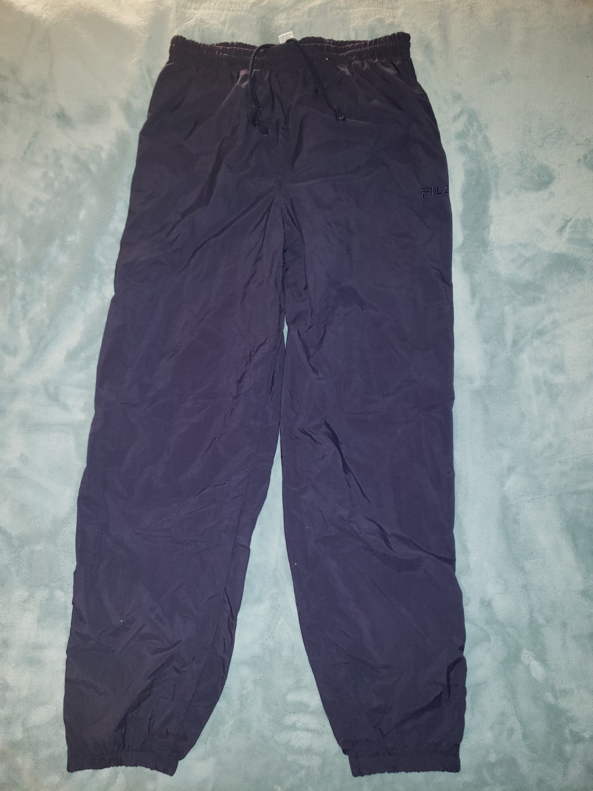 Giacca a vento vintage Fila pantaloni pista uomo XL foderati in rete nylon coulisse blu