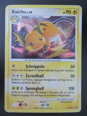 D&P, Stormfront, 08/100, Raichu, Rare Holo German Card #MB703#